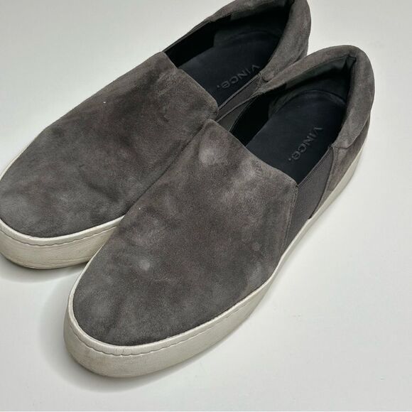 Vince Preston Suede Slip-On Sneaker in Dark Gray Steel Size 8 - Picture 9 of 11